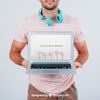 Modern Young Guy Holding Laptop'S Mock Up Psd