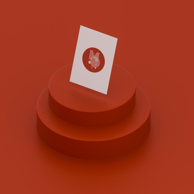 Monochromatic Red Scene With Business Card Mockup Psd