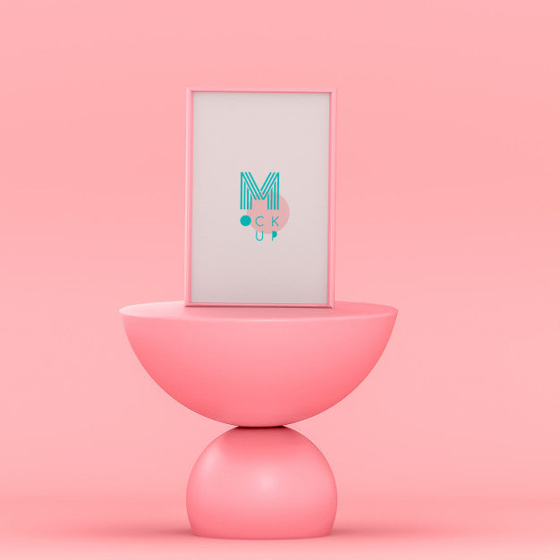 Monochromatical Pink 3D Scene With Poster Mockup Psd