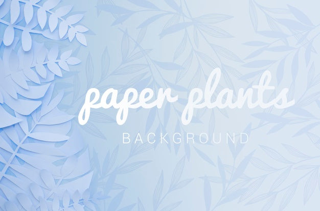 Monochrome Light Blue Paper Plant Leaves Background Psd