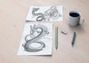 Monochrome Snake Concept On Sheets Psd