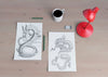 Monochrome Snake Sketch On Sheet Psd