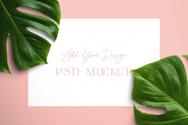 Monstera Leaves Frame Mockup Psd