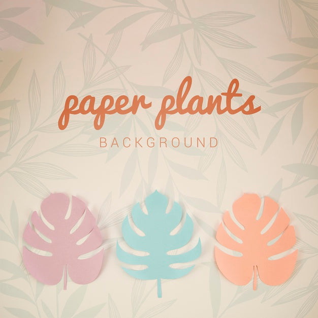 Monstera Paper Plants Background Top View Psd