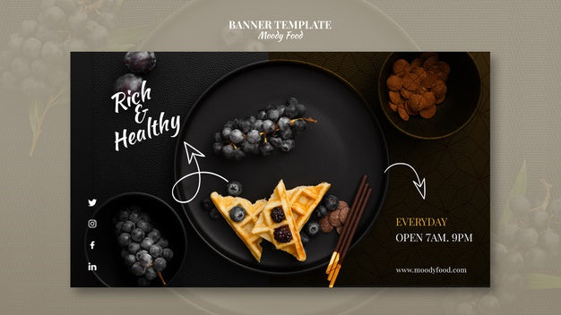 Moody Food Restaurant Banner Template Concept Mock-Up Psd