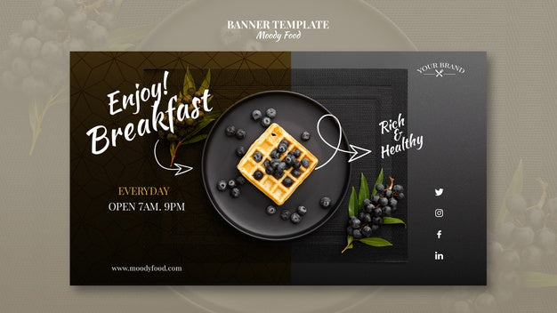 Moody Food Restaurant Banner Template Concept Mock-Up Psd