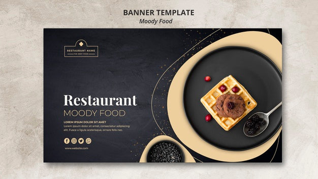 Moody Food Restaurant Banner Template Concept Psd