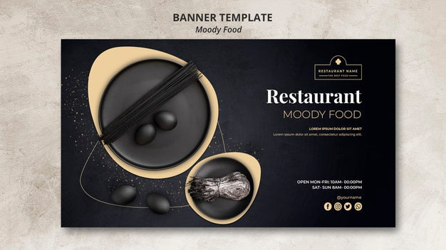 Moody Food Restaurant Banner Template Concept Psd