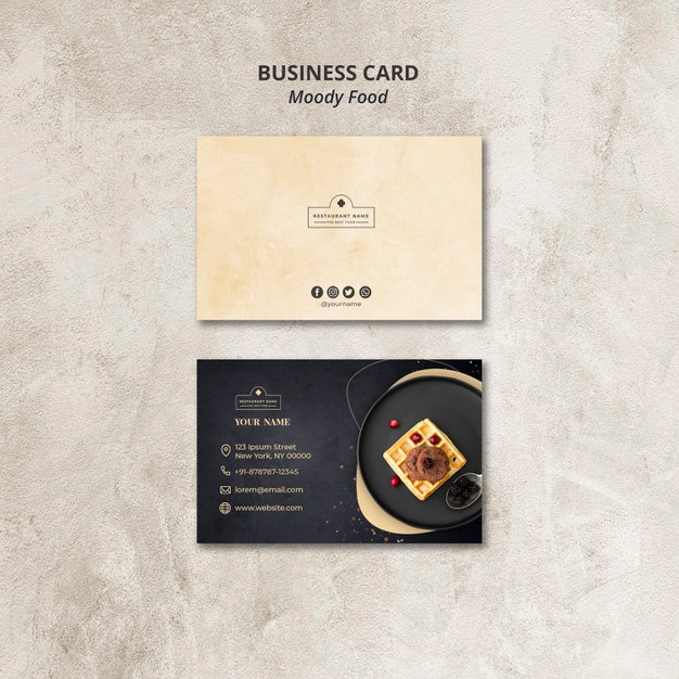 Moody Food Restaurant Business Card Concept Psd