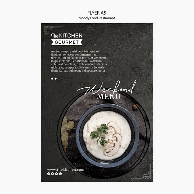 Moody Food Restaurant Flyer Concept Mock-Up Psd