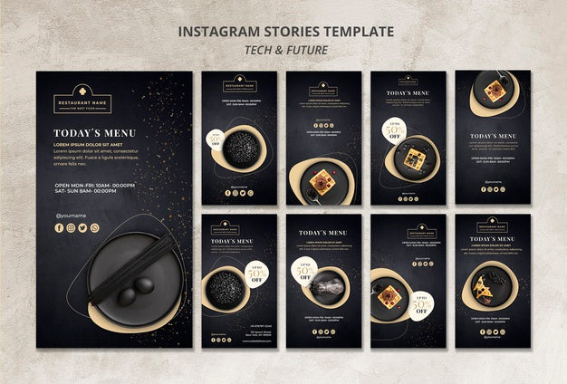 Moody Food Restaurant Instagram Stories Template Concept Mock-Up Psd