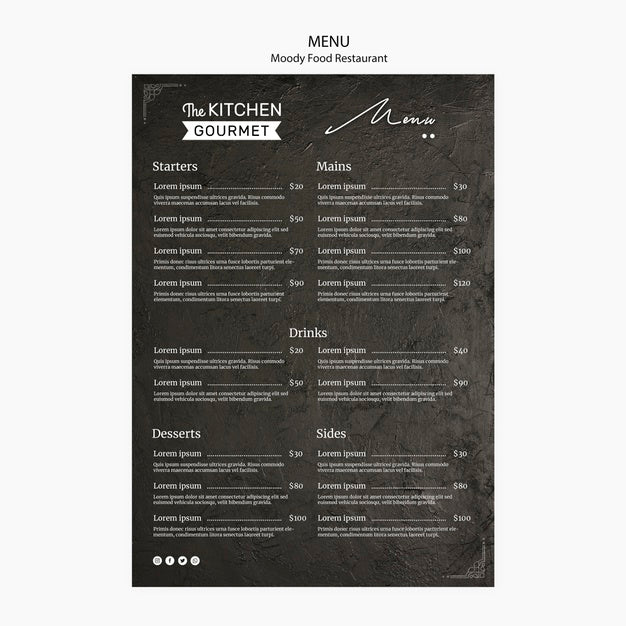 Moody Food Restaurant Menu Concept Mock-Up Psd