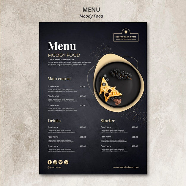 Moody Food Restaurant Menu Concept Psd
