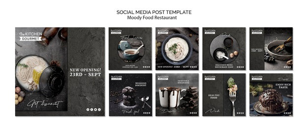 Moody Food Restaurant Social Media Post Psd