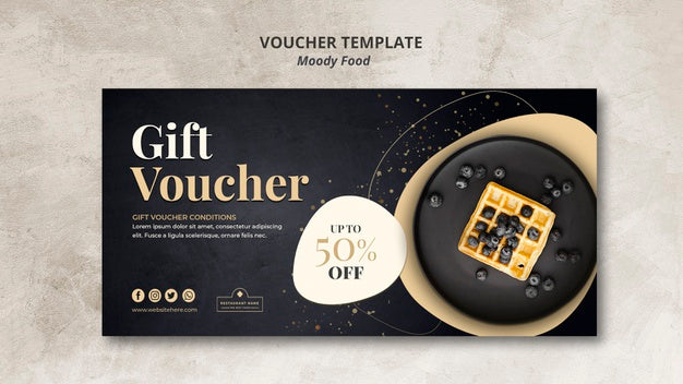 Moody Food Restaurant Voucher Template Concept Psd