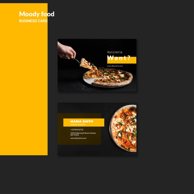 Moody Restaurant Food Business Card Mock-Up Psd