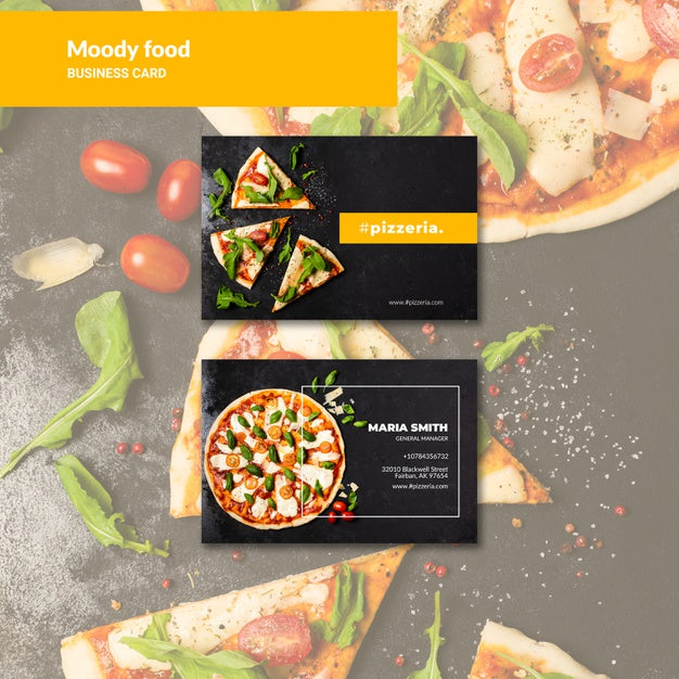 Moody Restaurant Food Business Card Mock-Up Psd