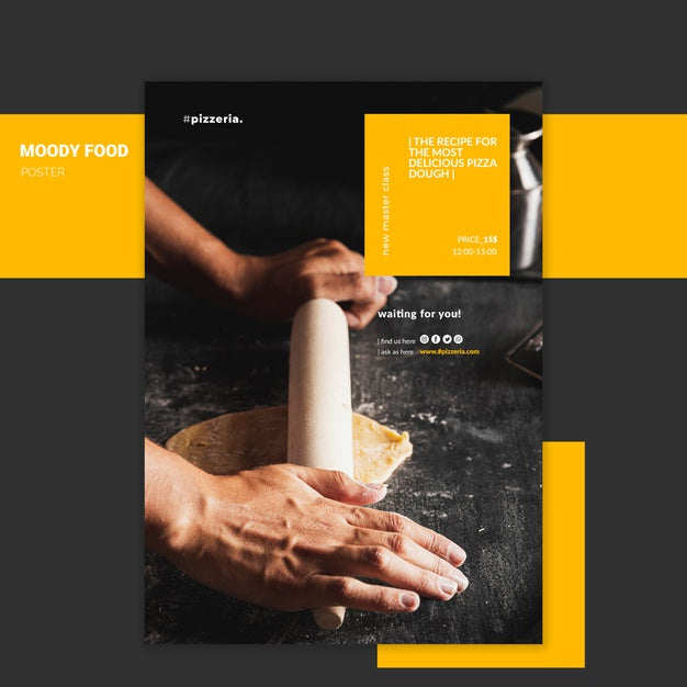 Moody Restaurant Food Poster Mock-Up Psd