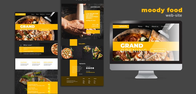 Moody Restaurant Food Web-Site Mock-Up Psd - Mockup Hunt