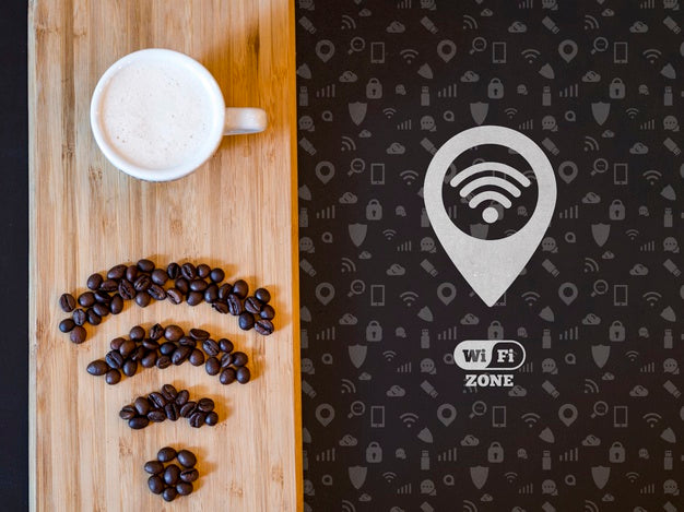 Morning Coffee And Fast 5G Connectivity Psd