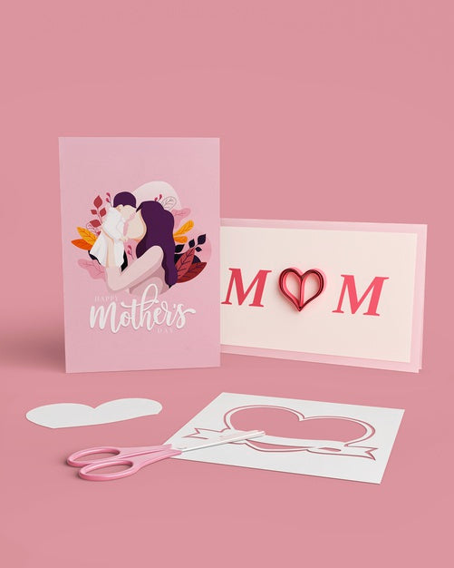Mother'S Day Card And Envelope With Mock-Up Psd
