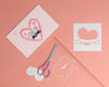 Mother'S Day Card And Scissors With Mock-Up Psd