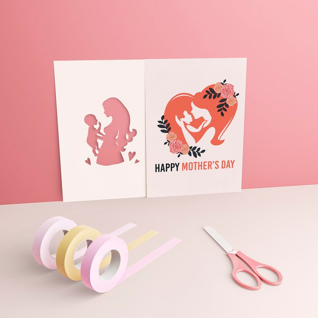 Mother'S Day Card Greeting With Mock-Up Psd
