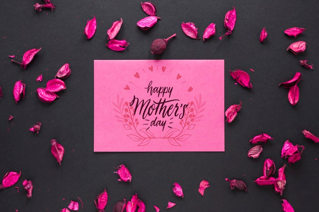 Mothers Day Card Mockup With Flowers Psd