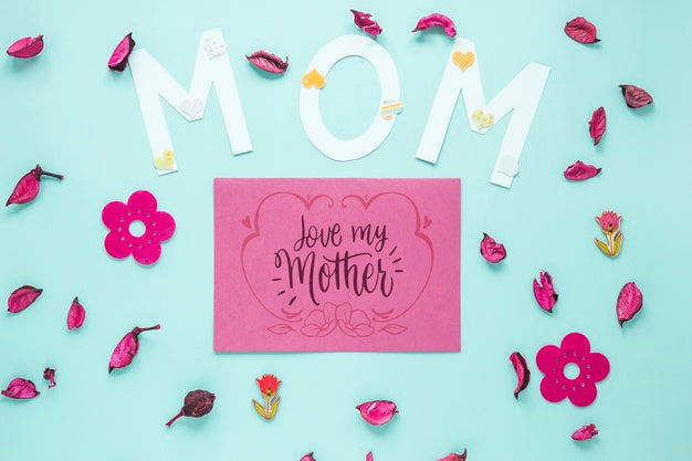 Mothers Day Card Mockup With Flowers Psd
