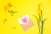 Mothers Day Card Mockup With Flowers Psd