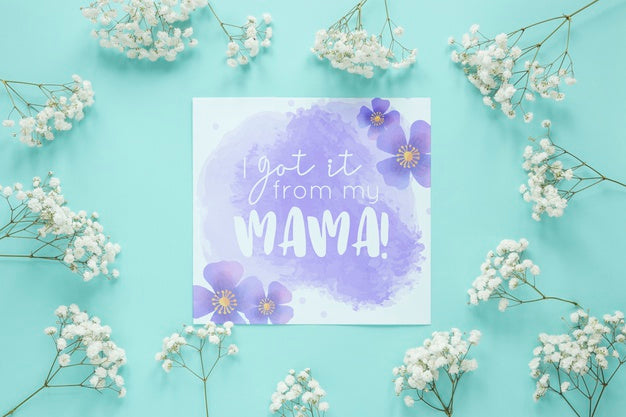 Mothers Day Card Mockup With Flowers Psd