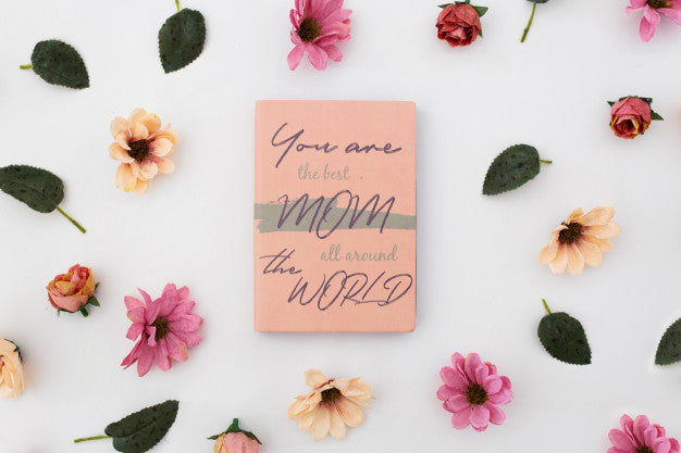 Mother'S Day Mockup Notebook With Roses Psd
