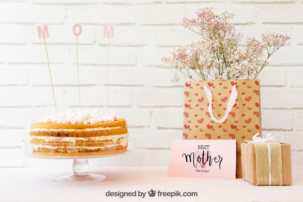 Mothers Day Mockup With Cake Psd