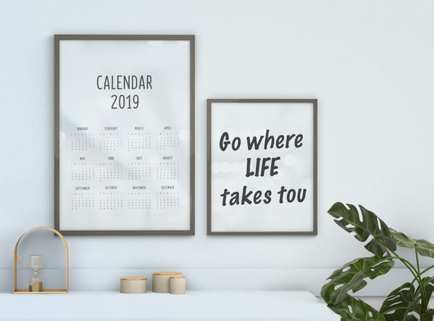 Motivational Framed Calendar Mockup Psd