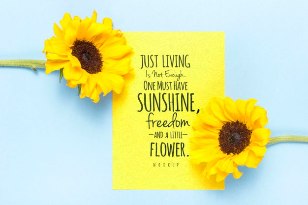 Motivational Message With Yellow Flowers Psd