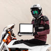 Motorcyclist Holding Laptop Psd