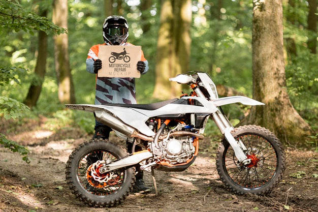 Motorcyclist Holding Sign Psd