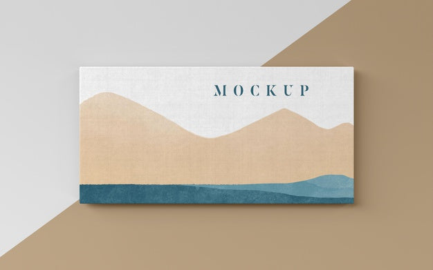 Mountains Painting On Canvas Top View Psd