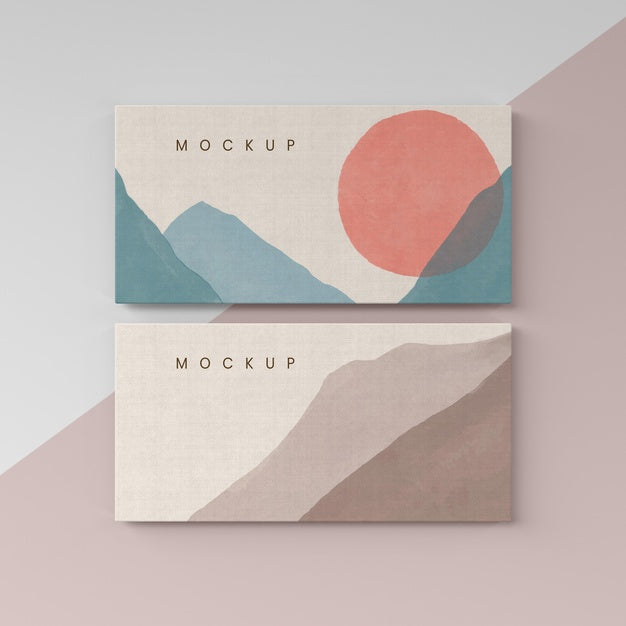 Mountains Paintings On Canvas Top View Psd