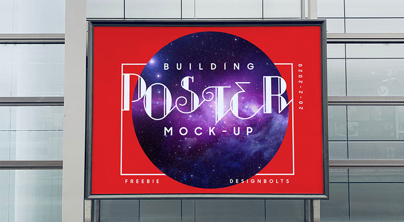 Mounted On Building Poster Mockup Psd