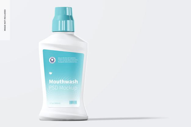 Mouthwash Bottle Mockup, Front View Psd