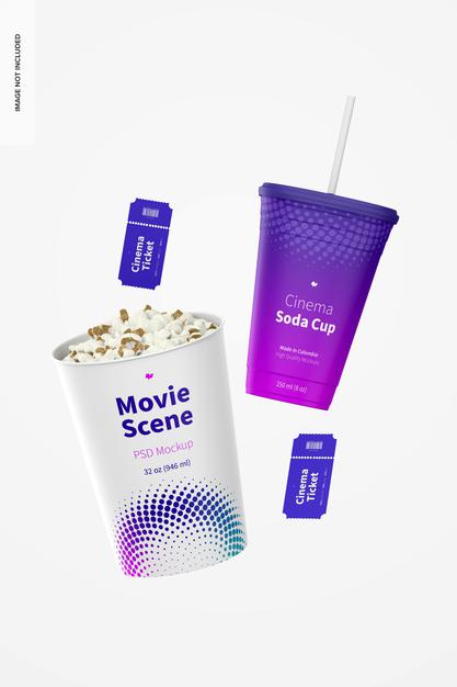 Movie Scene Mockup, Floating Psd