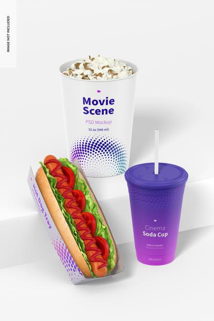 Movie Scene Mockup, Perspective View Psd