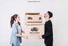 Moving Concept Mockup With Two Friends Psd