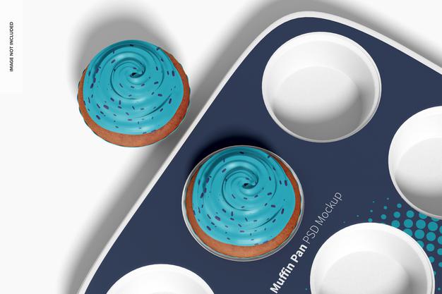 Muffin Pan Mockup, Close Up Psd