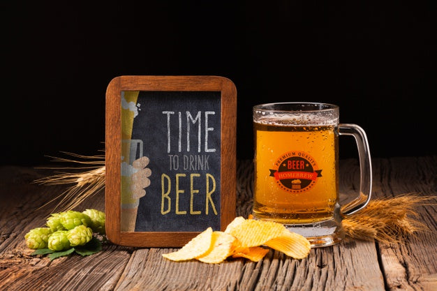 Mug Beer With Chips And Spike Psd