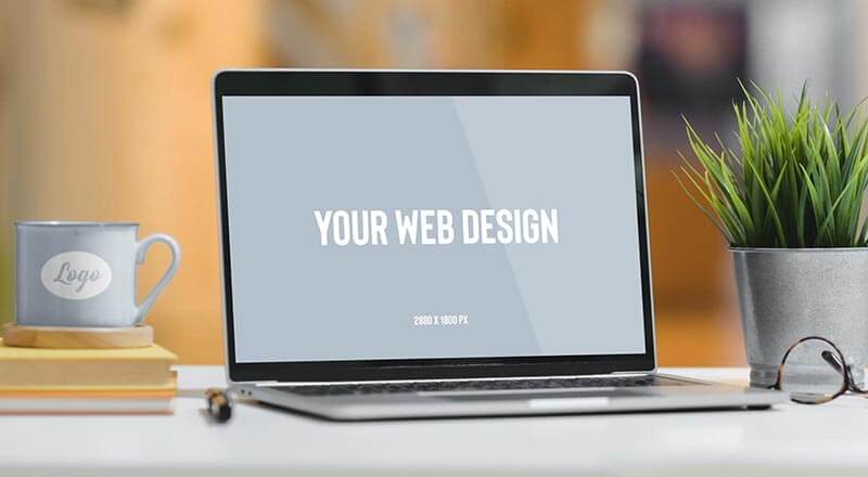 Mug & Laptop Website Mockup Psd