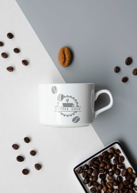 Mug Mock-Up On Bicolored Background Psd