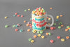 Mug Mockup With Colorful Cereals Psd