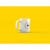 White Coffee Mug on Yellow Background PSD Mockup